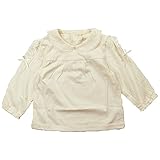 《H29年春物》(日本製) Pample Mousse(パンプルムース) 30コーマ天竺レースリボン付後ろ開きブラウス 90cm /IV NO.DP-71202