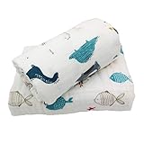 TMVOK ガーゼケット ベビー バスタオル 6重 タオルケット 赤ちゃん 2枚 110 * 110cm 出産祝い かわいい動物柄 柔らかく 沐浴ガーゼ ブランケット 男の子 女の子 保育園 2枚セッ