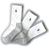 (ポロ ラルフローレン)POLO Ralph Lauren ソックス キッズ (男の子) 3足 セット リブ ポニー ホワイト×グレー 4-7 [並行輸入品]