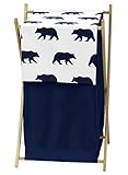 Sweet Jojo Designs Navy Blue and White Baby Kid Clothes Laundry Hamper for Big Bear Collection by [並