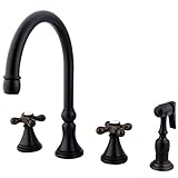 デッキマウントキッチン真鍮蛇口メタルクロスハンドル 8- 1/4" ES2795AXBS