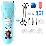 ベイビーヘアクリッパーセット、USB充電超低音剃刀ナイフカットベビー幼児子供剃毛ヘアホーム、ブルー