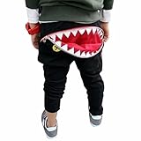 Malloom子供キッズ男の子女の子ジッパーサメ歯ハーレムパンツコットンパンツ カラー: ブラック