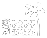 Sticker Shop Haru BABY ＩＮ CAR ステッカー ティキ像とヤシの木 20cm ホワイト