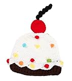 (スマイル ワキキ)Smile YKK 赤ちゃん ベビー着ぐるみ ニット帽子 服 記念写真 コスチューム 寝相アート 新生児 出産祝い ケーキ造型 ボンボン付き ホワイト