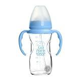 I See Love Shatterproof Anti Colic Glass Milk Bottle 260ml (Blue) [並行輸入品]