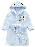 バスローブ 子供 ガウン フード付き 女の子 湯冷め対策 お風呂上がり ガールズ ルームウェア ロング丈 暖か 厚手 秋冬 ギフト 部屋着 キッズ ブルー 110cm