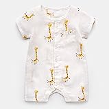 SARIA ベビー服　肌着 柔らかい 綿ロンパース　フォーマル　カバーオール 赤ちゃん　新生児　子供　キッズ服　 (66cm, ジラフ)