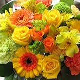ＴＶチャンピオン出場【今旬フラワーアレンジメント 8,000円 スタイリッシュ 黄色・オレンジ系】誕生日 花　誕生日 プレゼント 女性 フラワーアレンジメント 開業開店祝い 花 劇場 楽屋花 ギフト 