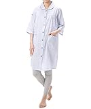 87048 マタニティ 7分袖 上下セット 前開き のびのびウエストパンツ フロントホック開閉 チュニック丈 吸湿 保温 妊婦 産前 産後 春 夏 パジャマ ルームウェア 寝間着 入院準備【ブルーボー