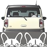 fogman ステッカー 犬 車 バイク 動物 かわいい 傷隠し サイズ15～25cm 2枚セット(Lサイズ, ホワイト)