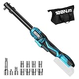 SEESII 電動ラチェットレンチ 延長型 ラチェットレンチ 充電式 コードレス 100N·m ブラシレスモーター 正逆転切替 無段変速 3/8"差込角 1/4"と1/2"変換アダプター エクステンションバー 8本10/11/12/13/14/15/16/17mmインパクトソケット LEDライト内蔵 自転車修理 タイヤ交換 マキタ18Vバッテリー対応【本体のみ バッテリー別売り】