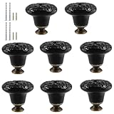 引き出しノブ 家具取っ手 箪笥 建築金具ツマミ 陶器 つまみ ノブ 戸棚食器棚 装飾 DIY 建築金具 戸棚引き 8個セット (ブラック)