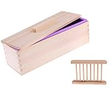 Lovoski ソープロープ　金型　収納ケース　DIY　木製　蓋付け　石鹸　カッター　トレイ　ホルダー　ボックス　セット - 紫色