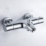 サーモスタットシャワー混合水栓　バス水栓　水栓 壁付き　浴室用混合栓　壁付サーモスタット水栓　水漏れなし 高品質シャワー 水栓　下出水　2年保証