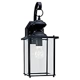 Sea Gull Lighting 8458-12 Single-Light Jamestowne Outdoor Wall Lantern with Clear Beveled Glass, Bla
