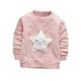 ベビー服 POTOJP 男女兼用 トップス 春秋着 薄手 長袖 T-shirts 可愛い ロンT 星柄プリント スウェットtシャツ 上着 普段着 部屋着 満月プレゼント (ピンク, 90/10)