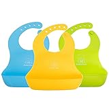 ベビー 赤ちゃん スタイ ビブ 食事用 エプロン 前かけ よだれかけ ソフト おおきな 受け皿 ポケット付 袖なし 水洗い可 シリコン 男の子 女の子 キッズ 5段階 サイズ調整 持ち運び 清潔 セッ