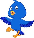 Wallmonkeys Cute Blue Bird Cartoon Peel and Stick Wall Decals WM359244 (18 in H x 16 in W) [並行輸入品]