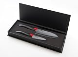 Kyocera Advanced Ceramic Revolution Series 3-inch Paring and 5-1/2-inch Santoku Knife Set, Black Bla