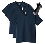 [グリマー] ドライ Vネック Tシャツ 3枚組 Sportsソックスセット ネイビー LL