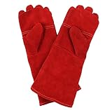 Dan溶接&バーベキュー手袋、プレミアムグレードレザー、頑丈Hand Shield , Extreme Heat & Wear Resistant、グリル、暖炉、作業、ガーデン、オーブン料理&バーベキ