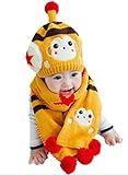(セドン) Cedon ベビー キッズ 帽子 マフラー セット 冬 あたたか かわいい 防寒 ニット帽 選べる7カラー (イエロー)