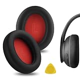 Geekria イヤーパッド 互換性 パッド アンカー Anker Soundcores Life Q10, Q10 BT, Life 2 NEO ヘッドホンに対応 パッド イヤー/イヤーカッププロテインレザー (ブラック 赤)