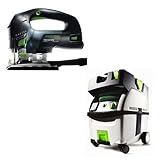 Festool PI561608 Carvex EBQ D-Handle Jigsaw with CT MIDI HEPA 3.3 Gallon Mobile Dust Extractor by Fe