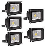 SAILUN 庭用 10ｗ100W相当 投光器 広角 昼光色 ledライトLED投光機 作業用 作業灯 歩道用 ガーデン用 防水加工 ACコード付 黒いカバー 5個入 1年品質保証