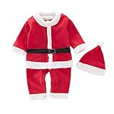 AvaCostumeベビークリスマスパーティーウェア服装ロンパー、帽子、A 12M