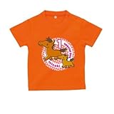 BabyChips お馬の親子(ピンク)(名入れ半袖ベビーTシャツ) 120 オレンジ
