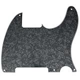 Musiclily 5穴 Esquire エスクワイヤー型ピックガード Fender American/Mexican Vintage 50s Esquire Teleエレキギター用、4Pブラックパール