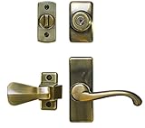 Ideal Security HK01-I-AB Deluxe Storm Screen Door Lever Handle and Keyed Deadlock, Antique Brass [並行