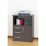たっぷり収納FAX台(電話台/サイドボード) 幅59.5cm 二口コンセント付き ダークブラウン