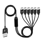 Poyiccot USB Type C ケーブル、 USB C 分岐 6 In 1 USB Type C ケーブル 、3A 急速充電 USB A to USB C スプリッター ケーブル、（6台の 機器 を単独に充電）USB Type C Y字ケーブル、超便利6 in 1 USB C分岐ケーブル, (1.5m 黒)