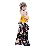 Tovadoo 子供服 ベビー服 女の子 トップス+スカート 春夏 イエロー べアトップ 花柄 レトロ風 プリンセス 可愛い プレゼント 通学 旅行 海遊び 2-6歳
