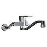 LIXIL(リクシル) INAX キッチン用 壁付 シングルレバー混合水栓 エコハンドル スポット微細シャワー220mm 上向吐水パイプ キッチンシャワー付 回せるもんタイプ RSF-863YBZ