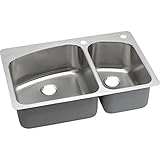 Elkay DPXSR2250R3 18 Gauge Stainless Steel Double Bowl Dual/Universal Mount Kitchen Sink, 33 x 22 x 