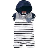 OSHKOSH(オシュコシュ) ストライプフードロンパース ネイビー ロンパース半袖 18ヶ月【並行輸入】