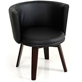 ダイニングチェア 360度 回転 汚れに強い PVCレザー 木脚 チェアー 単品 ブラウン×ブラック