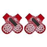 EXPAWLORER 犬 靴下 滑り止め 足舐め防止 4個セット 肉球保護 犬用靴下 脱げない 柔らかい 通気性 伸縮性 マジックテープ付き 老犬 介護用 保護 肉球 ケア 怪我防止 かわいい 超小型犬 小型犬 中型犬 シニア犬 （レッド,XXLサイズ）