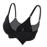 UTOVME 授乳バラ　ノンワイヤー　授乳口付き　レーディスブラジャー　産前産後兼用　マタニティ下着　ブラック　M
