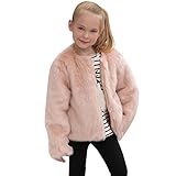 Karchi　女の子　キッズベビー　ガールズ　秋冬　フェイクファー　コート　ジャケット　厚手　ウォームアウター　ウェア (140, ピンク)