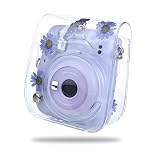 Rieibi チェキ12ケース, instax mini12ケース FUJIFILM instax mini12/11/9/8+/8/40ケース instax mini11 ケース チェキ11 ケース チェキ保護ケース 可愛いカメラバッグ ショルダーストラップ付き PVCパープル満点星 おしゃれ保護カバー（mini12/11/8/8+/9専用）