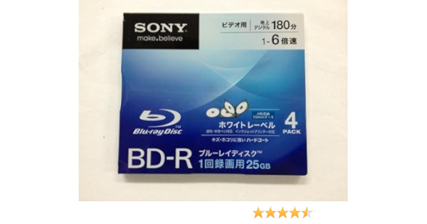Amazon Co Jp ソニーsony ブルーレイディスク1回録画用25gb ホワイトレーベル ビデオ用180分4枚入 パソコン 周辺機器