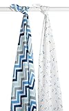 Blisscosy Silky Soft Classic Large Muslin Swaddle Blanket, 2 count 47 inch x 47 inch, Gift Box Set -