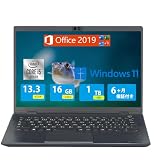 【整備済み品】東芝ノートPC to shiba dynabook G83/高性能第8世代インテル Core i5 10210U(1.6GHz)/13.3インチFHD/MS Office 2019/Windows 11 Pro/TYPE-C/WIFI/HDMI/USB複数搭載/Bluetooth/WEBカメラ/SDカードスロット/指紋認識/日本語キーボード (メモリ16GB SSD1TB)