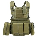 [Giyomi] サバゲーチェストリグ ミリタリー Molleシステム対応 アーマーベスト タクティカル ベスト オリーブ（濃緑）