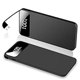 モバイルバッテリー 大容量 薄型 10000mAh ケーブル内蔵 急速充電器 軽量 LCD残量表示 最大2.1A出力 スマホ充電器 急速充電